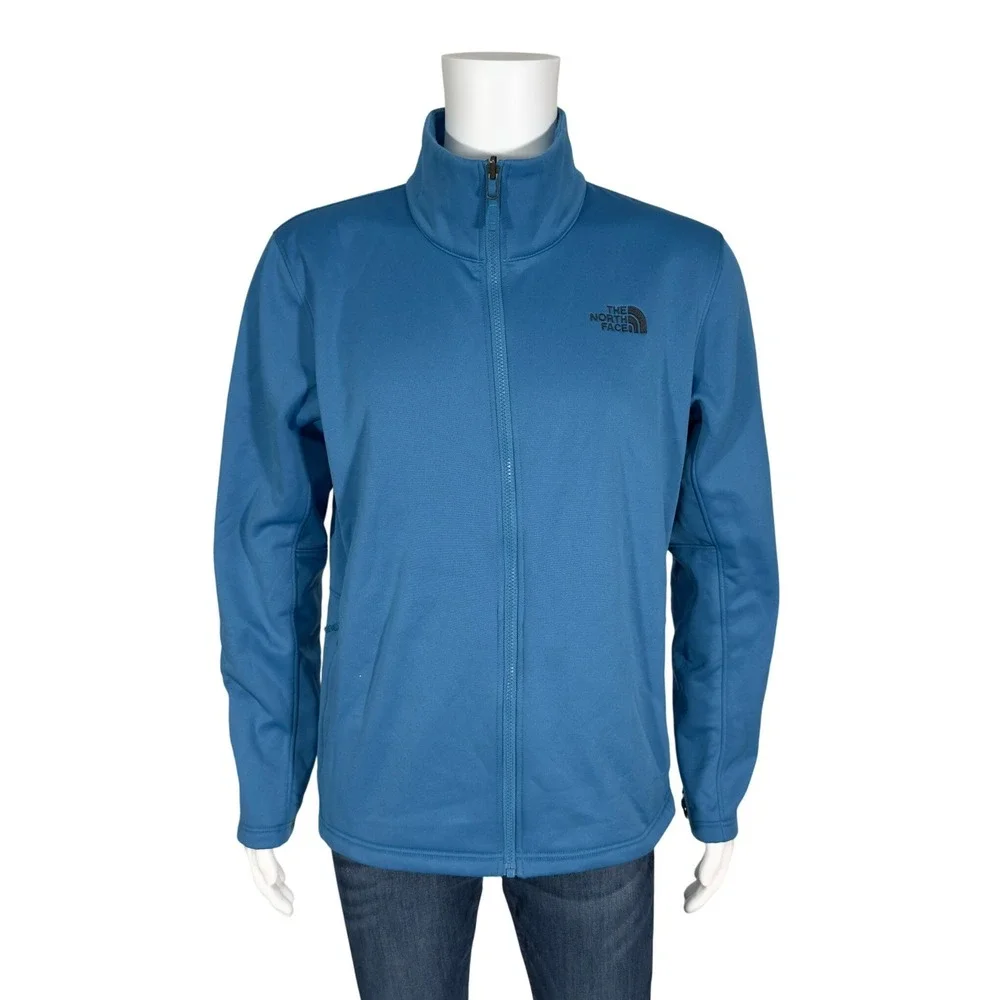 The North Face Full Zip Jacket Mens Large Blue Excellent Fleece Softshell